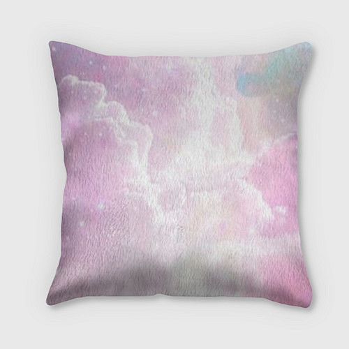 Подушка квадратная Розовые облака на голубом небе / 3D-принт – фото 2