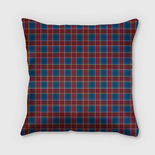Подушка квадратная Красно синий клетчатый узор Шотландка / 3D-принт – фото 2