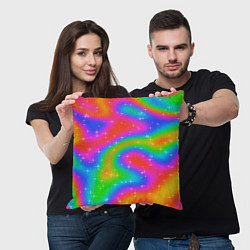 Подушка квадратная Световые блики на радужном фоне, цвет: 3D-принт — фото 2