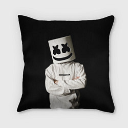 Подушка квадратная Marshmello на чёрном фоне