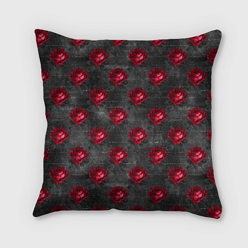 Подушка квадратная Красные бутоны цветов / 3D-принт – фото 2