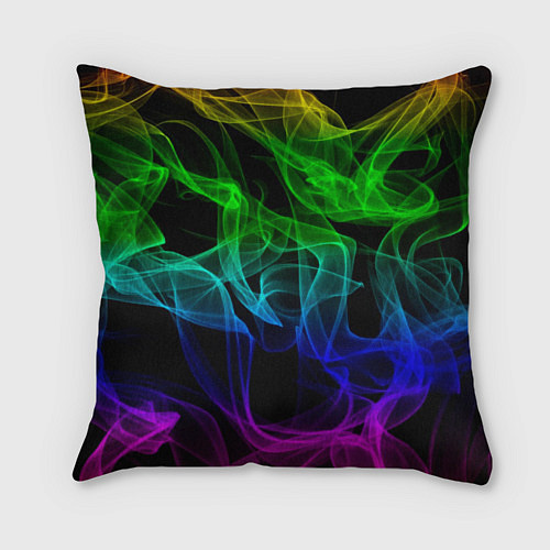 Подушка квадратная Разноцветный неоновый дым / 3D-принт – фото 2