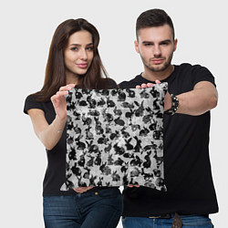 Подушка квадратная Черные новогодние кролики, цвет: 3D-принт — фото 2