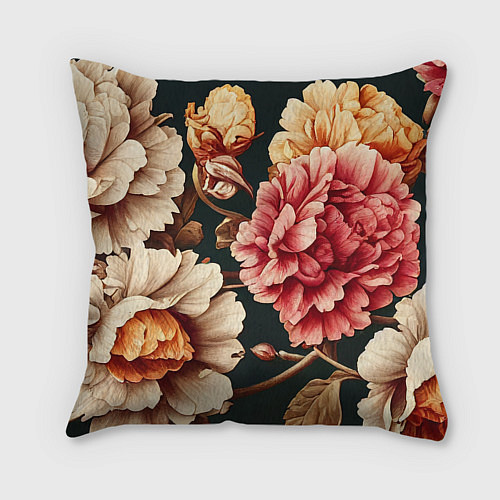 Подушка квадратная Цветы в стиле рококо / 3D-принт – фото 2