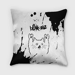 Подушка квадратная Blink 182 рок кот на светлом фоне, цвет: 3D-принт