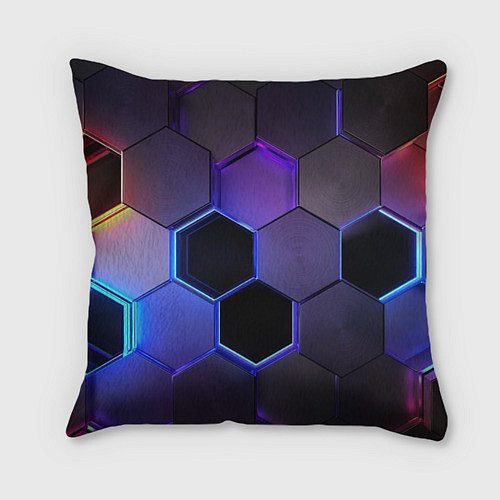 Подушка квадратная Стеклянные цветные соты - текстура / 3D-принт – фото 2