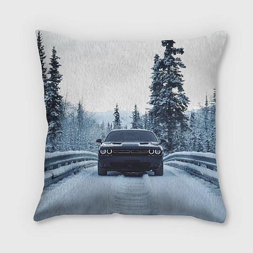 Подушка квадратная Dodge in winter forest / 3D-принт – фото 2