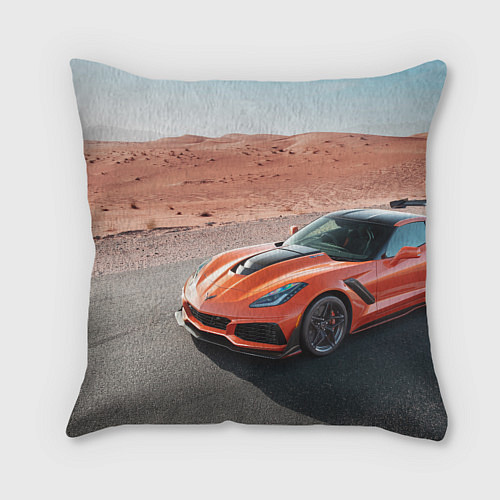 Подушка квадратная Chevrolet Corvette - Motorsport - Desert / 3D-принт – фото 2