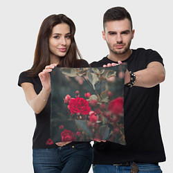 Подушка квадратная Красная дикая роза, цвет: 3D-принт — фото 2