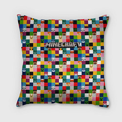 Подушка квадратная Minecraft - пиксельные персонажи, цвет: 3D-принт