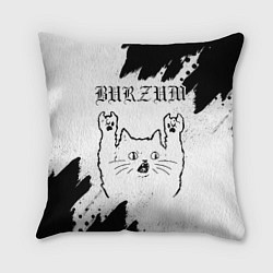 Подушка квадратная Burzum рок кот на светлом фоне, цвет: 3D-принт