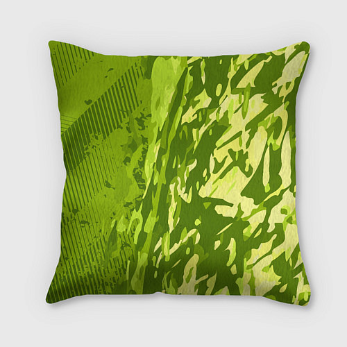 Подушка квадратная Зеленый абстрактный камуфляж / 3D-принт – фото 2