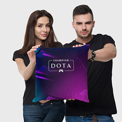 Подушка квадратная Dota gaming champion: рамка с лого и джойстиком на, цвет: 3D-принт — фото 2