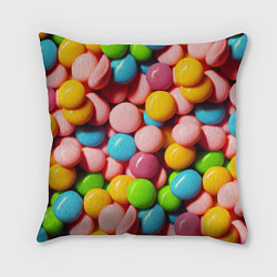 Подушка квадратная Много ярких конфет, цвет: 3D-принт