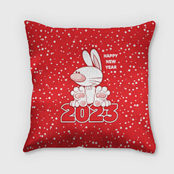Подушка квадратная Happy new year, 2023 год кролика, цвет: 3D-принт