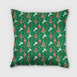 Подушка квадратная Рождественские кролики, цвет: 3D-принт