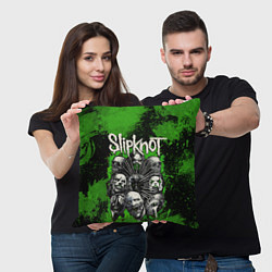 Подушка квадратная Slipknot green abstract, цвет: 3D-принт — фото 2