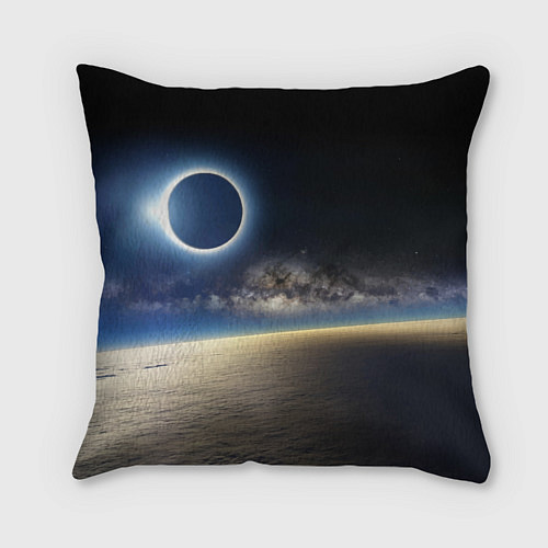 Подушка квадратная Солнечное затмение в открытом космосе / 3D-принт – фото 2