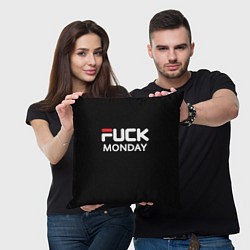 Подушка квадратная Fuck monday - antibrand, fila, цвет: 3D-принт — фото 2