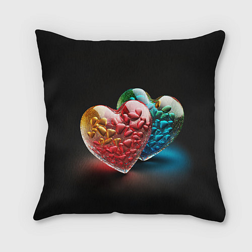 Подушка квадратная Сердечки для влюблённых / 3D-принт – фото 2