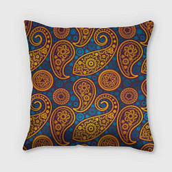 Подушка квадратная Узор Пейсли - индийский орнамент, цвет: 3D-принт