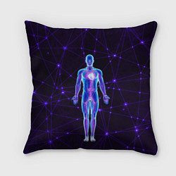 Подушка квадратная Неоновый человек в нейросети, цвет: 3D-принт