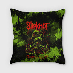 Подушка квадратная Slipknot green череп, цвет: 3D-принт