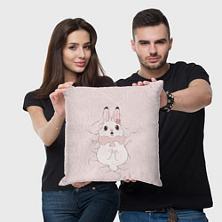 Подушка квадратная Милый кролик на розовом, цвет: 3D-принт — фото 2