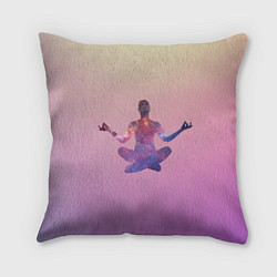 Подушка квадратная Поза лотоса в йоге, цвет: 3D-принт