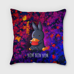 Подушка квадратная Кролик с мандаринами - Nom nom nom, цвет: 3D-принт