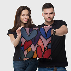 Подушка квадратная Граффити сердца, цвет: 3D-принт — фото 2