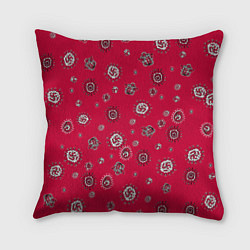 Подушка квадратная Красно черные цветы, цвет: 3D-принт