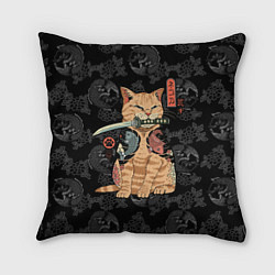 Подушка квадратная Кот самурай - Якудза, цвет: 3D-принт