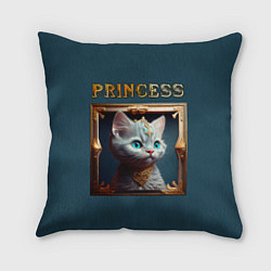 Подушка квадратная Кошечка принцесса - картина в рамке, цвет: 3D-принт