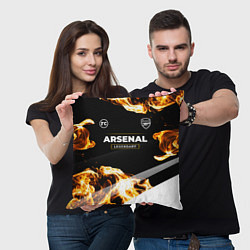 Подушка квадратная Arsenal legendary sport fire, цвет: 3D-принт — фото 2