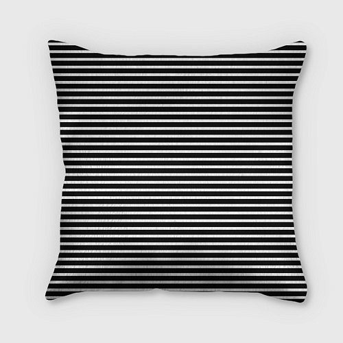 Подушка квадратная Полосатый черно-белый фон с черепом / 3D-принт – фото 2