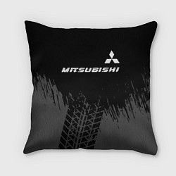 Подушка квадратная Mitsubishi speed на темном фоне со следами шин: си, цвет: 3D-принт
