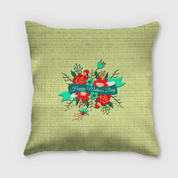 Подушка квадратная Happy Mothers Day - букет
