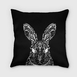Подушка квадратная Черный кролик арт, цвет: 3D-принт