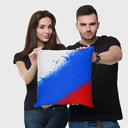Подушка квадратная Флаг России - триколор, цвет: 3D-принт — фото 2