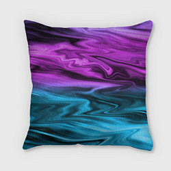 Подушка квадратная Синий с фиолетовым размытый абстрактный узор, цвет: 3D-принт