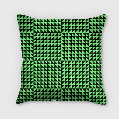 Подушка квадратная Чёрно-зелёная оптическая иллюзия / 3D-принт – фото 2