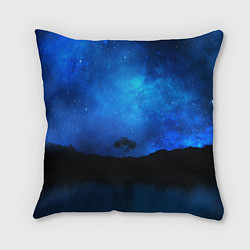 Подушка квадратная Звездное небо и одинокое дерево, цвет: 3D-принт