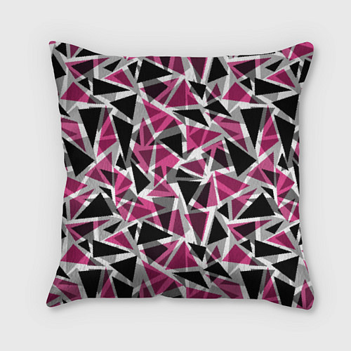 Подушка квадратная Геометрический абстрактный узор в вишнево серых и / 3D-принт – фото 2