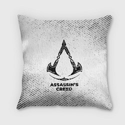 Подушка квадратная Assassins Creed с потертостями на светлом фоне, цвет: 3D-принт