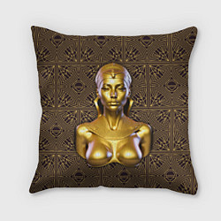 Подушка квадратная Золотой бюст египетской принцессы, цвет: 3D-принт
