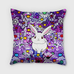 Подушка квадратная Веселый кролик в цветах