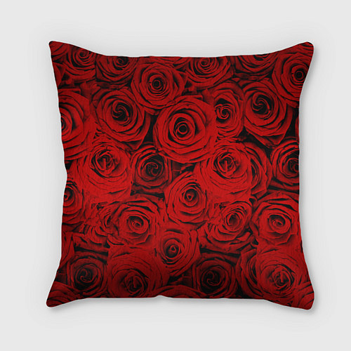 Подушка квадратная Красный розы / 3D-принт – фото 2