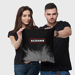 Подушка квадратная Ксения - в красной рамке на темном, цвет: 3D-принт — фото 2