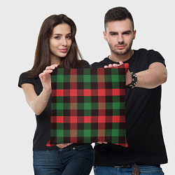 Подушка квадратная Рождественский тартан, цвет: 3D-принт — фото 2